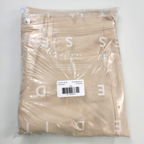 AYR The Beat Drop Cropped Barrel Leg‎ Jeans Womens Size 34 Straw Hat Beige 38x27 - Picture 10 of 10